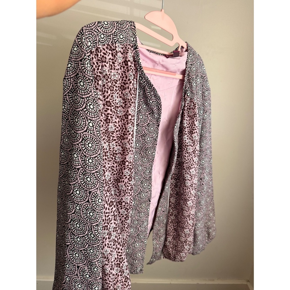 Jessica London Pink Black Geometric Floral Quilted Open Front Jacket Womens 20
